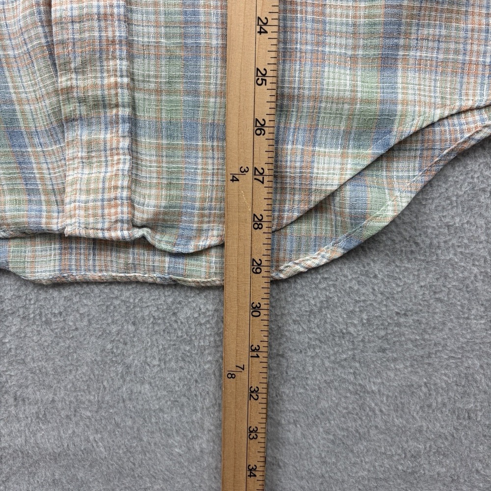 Vintage‎ 70s JCPenney Shirt Mens Medium Plaid Gauze Tapered Two Pocket Button Up - Picture 9 of 9